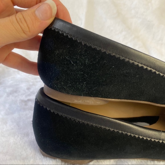 Lands End Black Faux Suede Black Bow Tie Flats - Picture 11 of 13